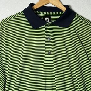 FootJoy Mens Golf Polo Striped Performance Stretch Shirt Black Green Size XL
